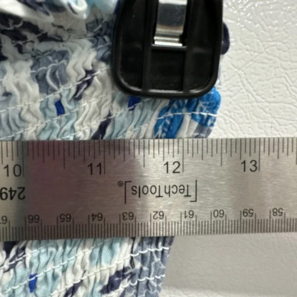 Japna Sz XS Blue White Strapless Maxi Dress Smocked Coastal Beach Resort - Picture 4 of 6